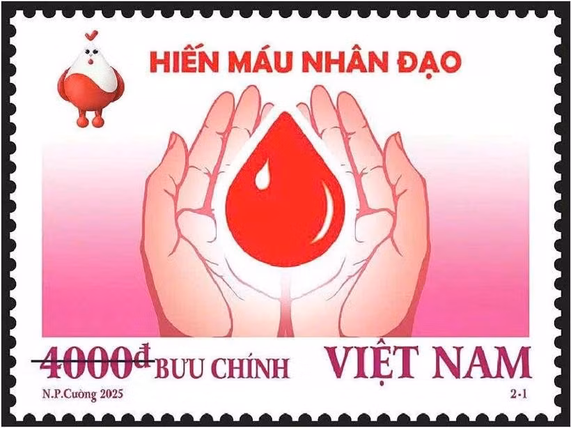 A stamp set dedicated to the theme of blood donation. (Photo: ictvietnam.vn) 
