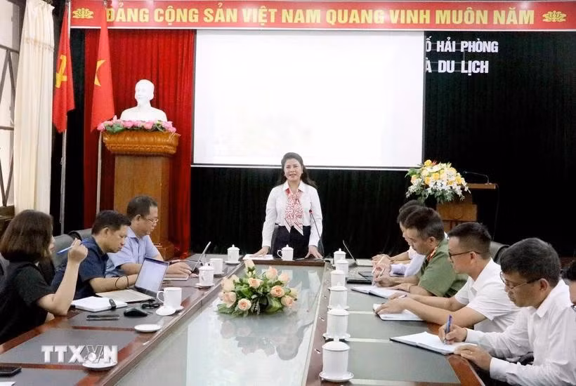 Tran Thi Hoang Mai, Director of the Hai Phong Department of Culture, Sports and Tourism, gives information about the new night tour on June 2. (Photo: VNA)