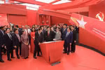 Deputy Prime Minister Mai Van Chinh, Party General Secretary and President of Laos Thongloun Sisoulith, and President of the Cambodian People’s Party and President of the Cambodian Senate Hun Sen visit a space of the Nhan Dan (People) newspaper at the exhibition on September 2. (Photo: VNA) 