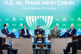 Vietnamese Prime Minister Pham Minh Chinh (centre) speaks at the plenary session of the 2nd ASEAN Future Forum in Hanoi on February 26. (Photo: VNA)
