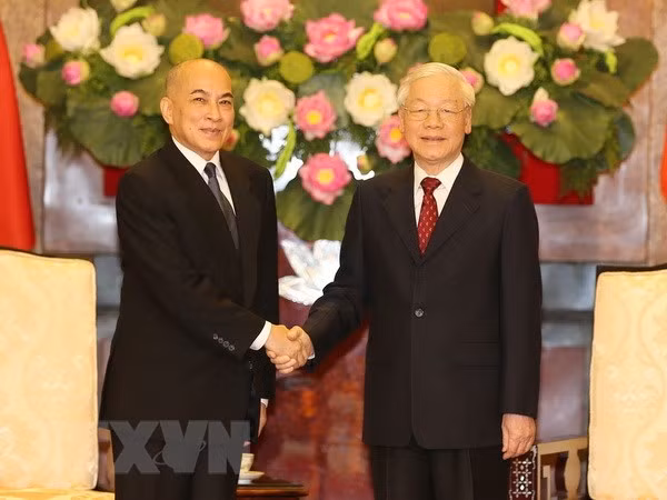Top Vietnamese leader meets with Cambodian King ảnh 1