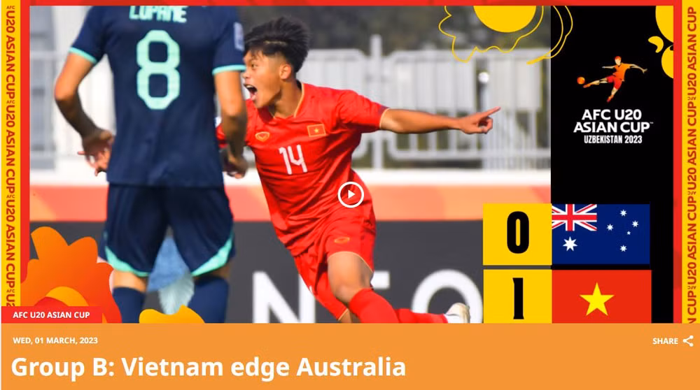 2023 AFC U20 Asian Cup finals: AFC praises Vietnam’s victory against Australia ảnh 1 2023 AFC U20 Asian Cup finals: AFC praises Vietnam’s victory against Australia ảnh 1